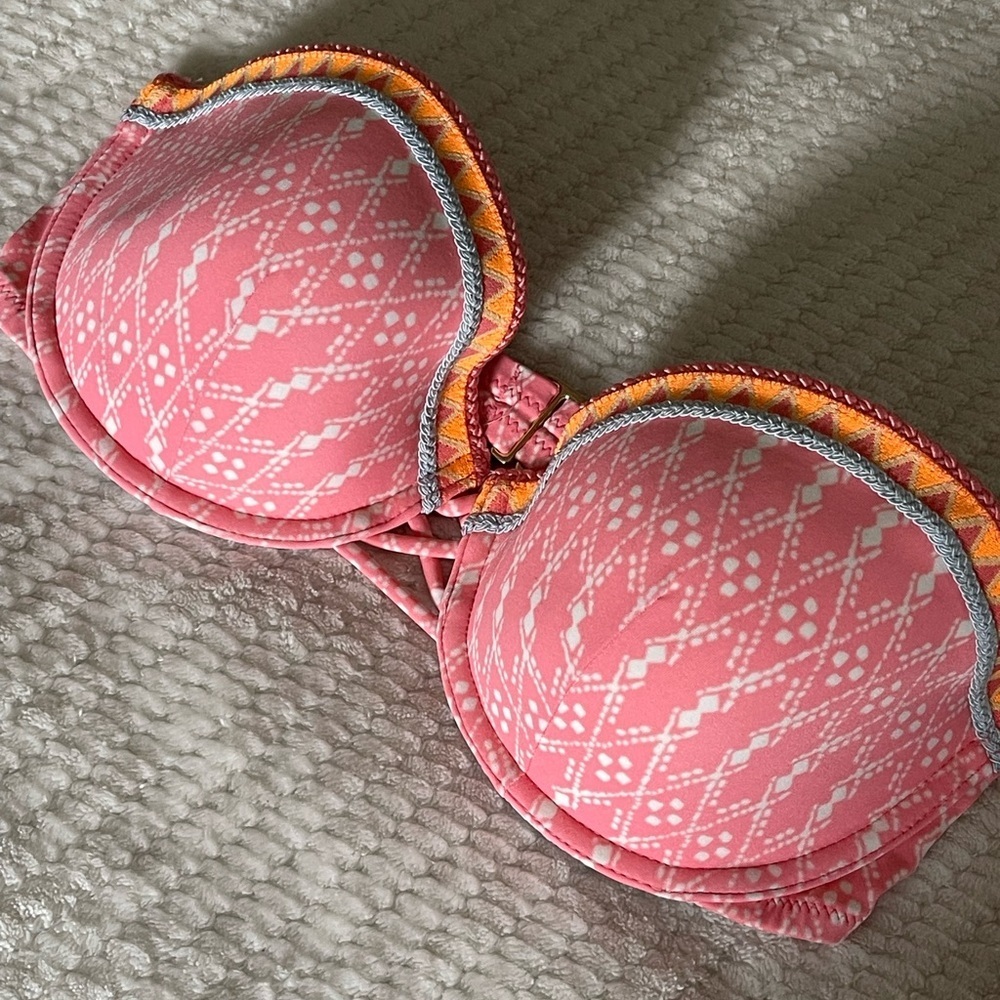 Victoria's Secret Coral Bra with White Accents